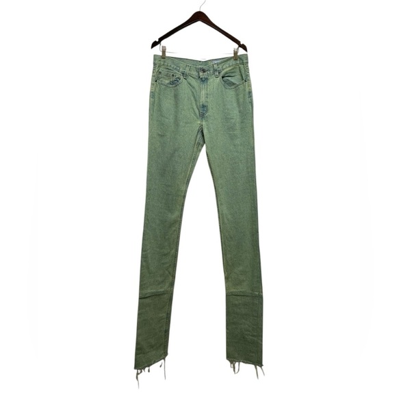VALELIVES Y2K Stacked Flared Denim Jeans Light Wash Green 32X34 - Picture 3 of 9